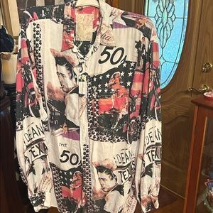 Vintage Avanti Men's Graphic Dress Shirt - Black, White, Red